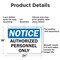 Signmission Authorized Personnel Only OSHA Notice Sign, Aluminum, 24in W x 18in L, 2PK OS-2PACK-NS-A-1824-L-19524 - alternate 7